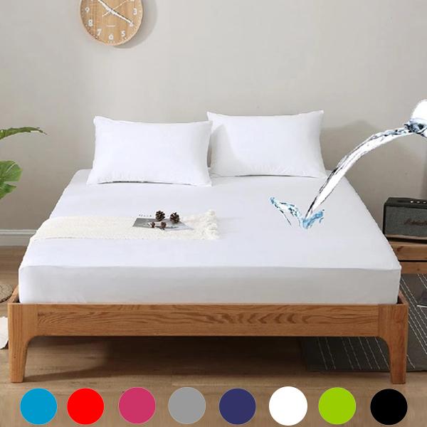 Waterproof Bed Fitted Sheet with Elastic Band Replace Mattress Protector for Single Double Bed, Twin Full Queen King Muti Size
