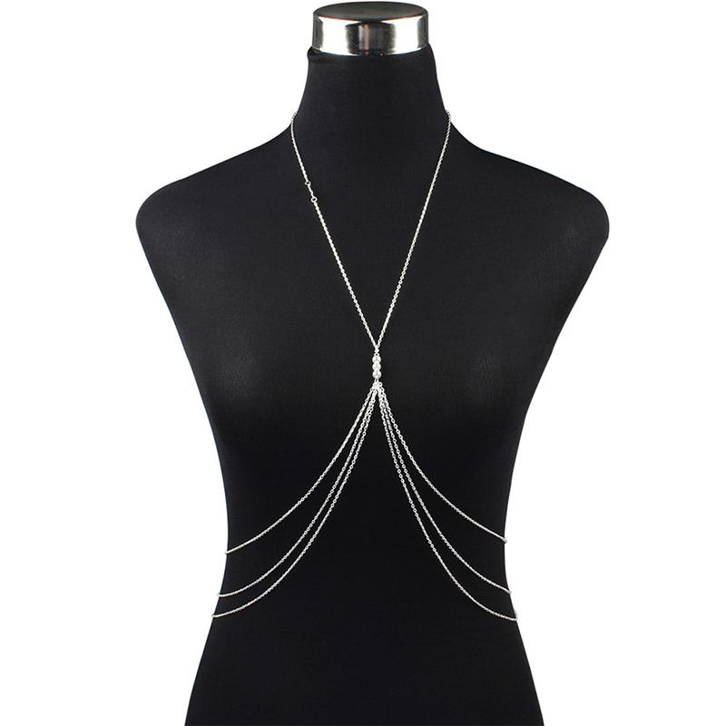 Pearl Cross Bra Chain Harness For Women Accessories Sexy Bra Chest Chain