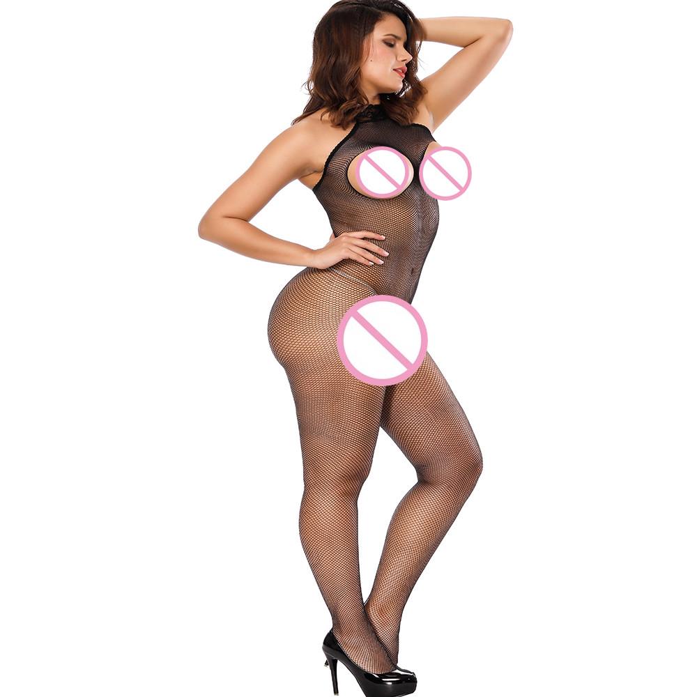 Женское сексуальное женское белье, черное, большой код, сексуальная шея, открытая, чтобы открыть сетку 