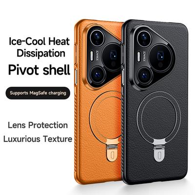 Рассеивание тепла Вращающийся на 360 градусов Металлический чехол-подставка для Huawei Pura 70 Ultra 80 Pro+ Plus Чехол из веганской кожи Экологичная накладка
