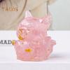 Natural Stone Nine-tailed Fox Figurine Positive Healing Energy Hand-carved Colorful Faux Crystal Love Heart Animal Statue Desktop Decoration Ornament