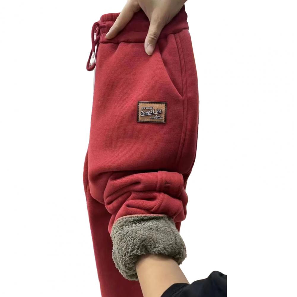 Женские зимние теплые толстые флисовые брюки с подкладкой, модные термобелье, плюшевые брюки, повседневные спортивные брюки с эластичной талией