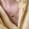 Red Heart Titanium Steel Necklace for Women, 2023 - Small Heart Clavicle Chain with Peach Heart Pendant.