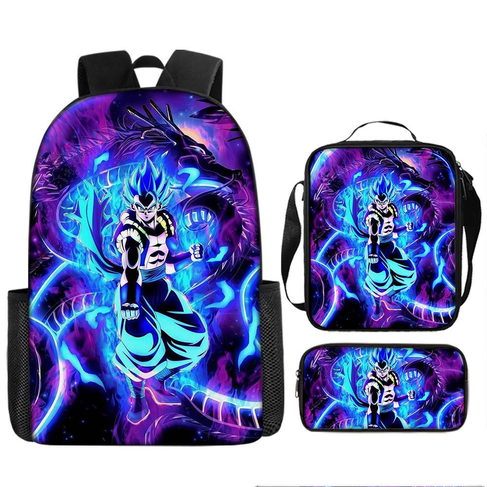 Dragon Ball Kids Backpack Set With Breathable Oxford Fabric For School Use