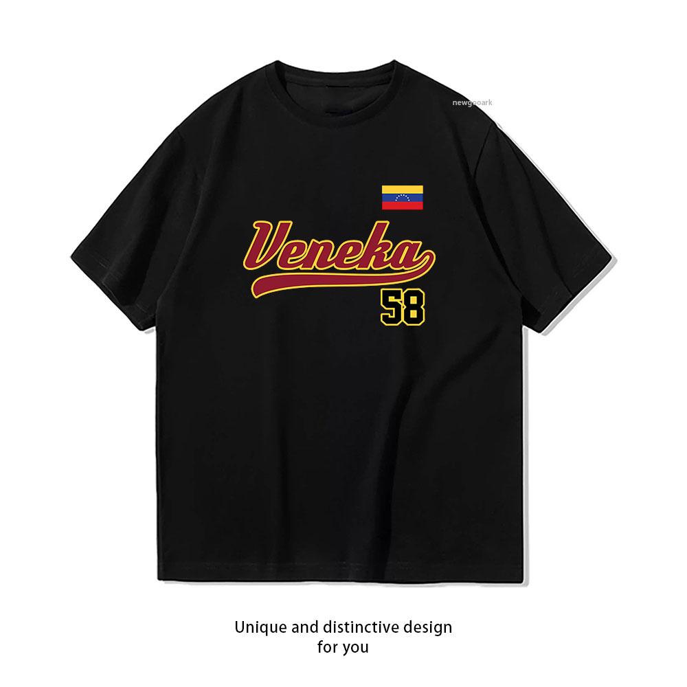 Venezuela Flag Unisex Unisex cotton Print TShirt Casual Round Neck Short Sleeve Top Comfortable Lightweight Loose Fit Shirts