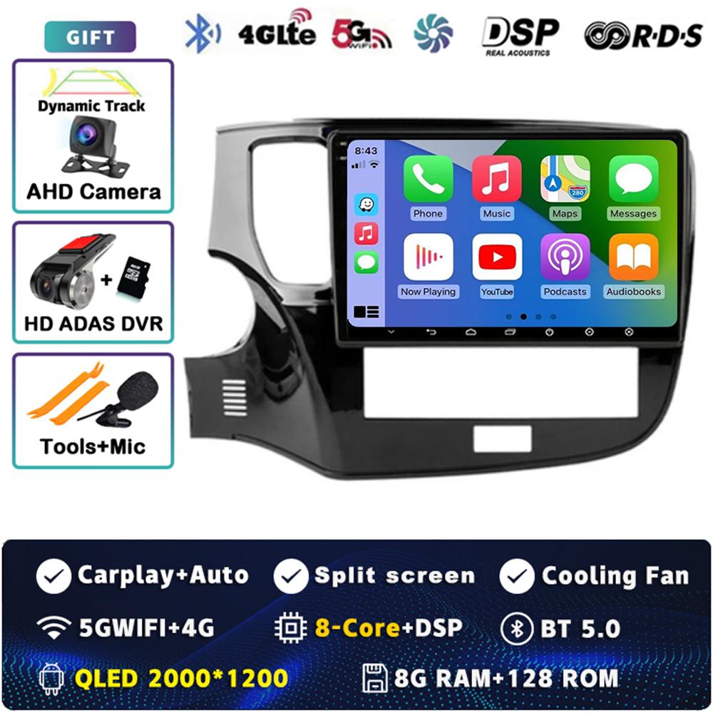 Android 14 Carplay Car Radio для Mitsubishi Outlander 3 III GF0W GG0W 2018 - 2022 Мультимедийный видеоплеер Навигация GPS Стерео