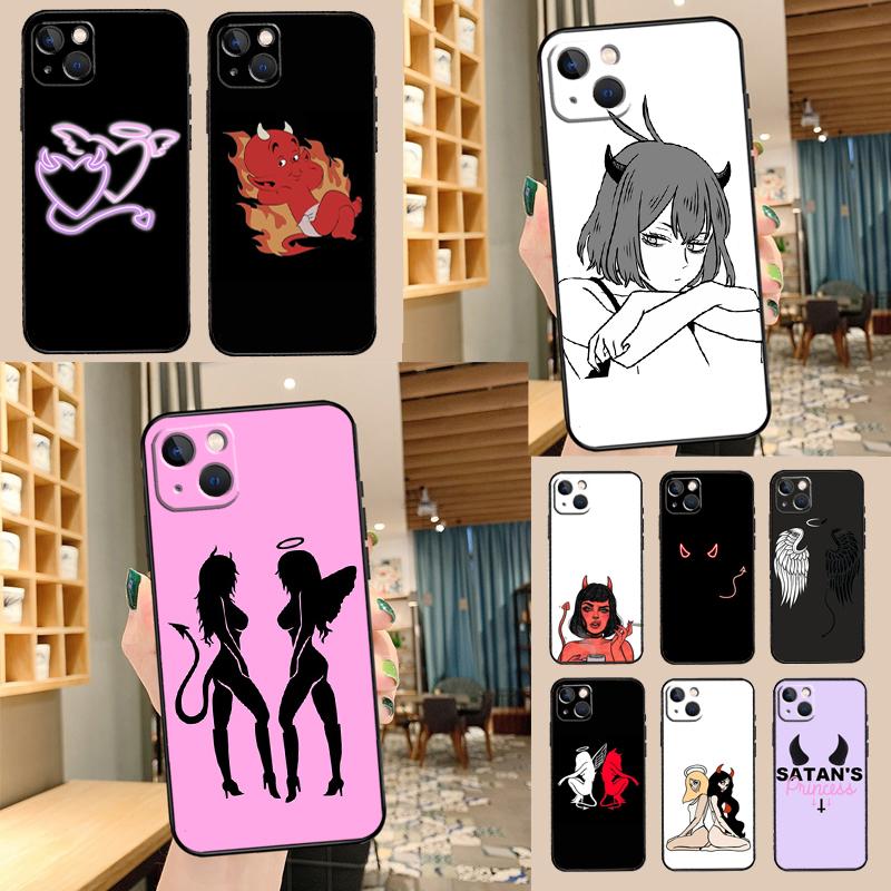 Angel Devil Girl Phone Case For iPhone 17 Pro Max 16 15 11 13 12 14 Pro Max mini 15 16 Plus 16e 17 Air Cover