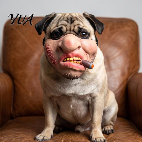 Funny Animal Masque Dog Masque, PU Foam Scary Pet Face Costume, Realistic Mouth Creative Photography Props with Elastic Band for Dress Up, Holiday