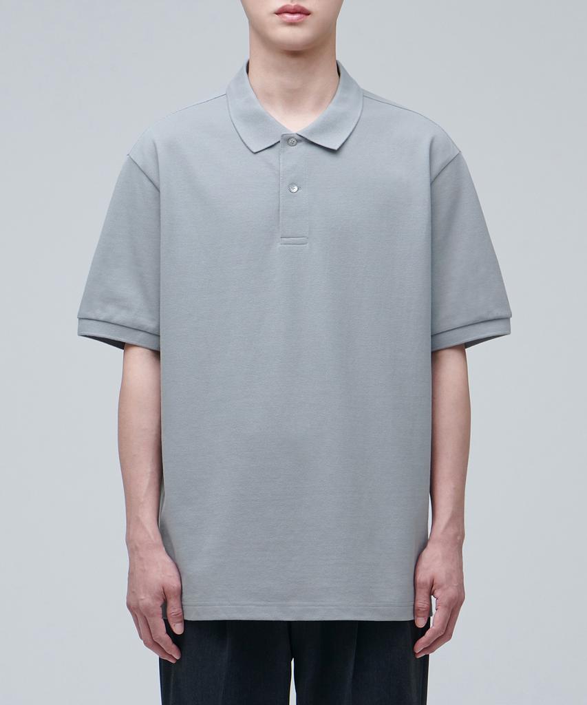 MUSINSA STANDARD Relaxed Fit Pique Polo Shirt [Light Grey]