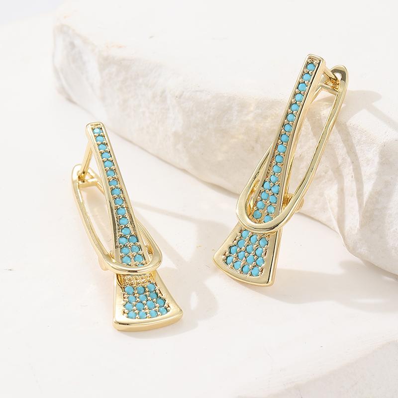 Синтетическая бирюза Геометрические серьги-кольца для женщин Классические Изысканные Банкетные Свадебные Ювелирные Изделия Аксессуары Ремесла Подарки