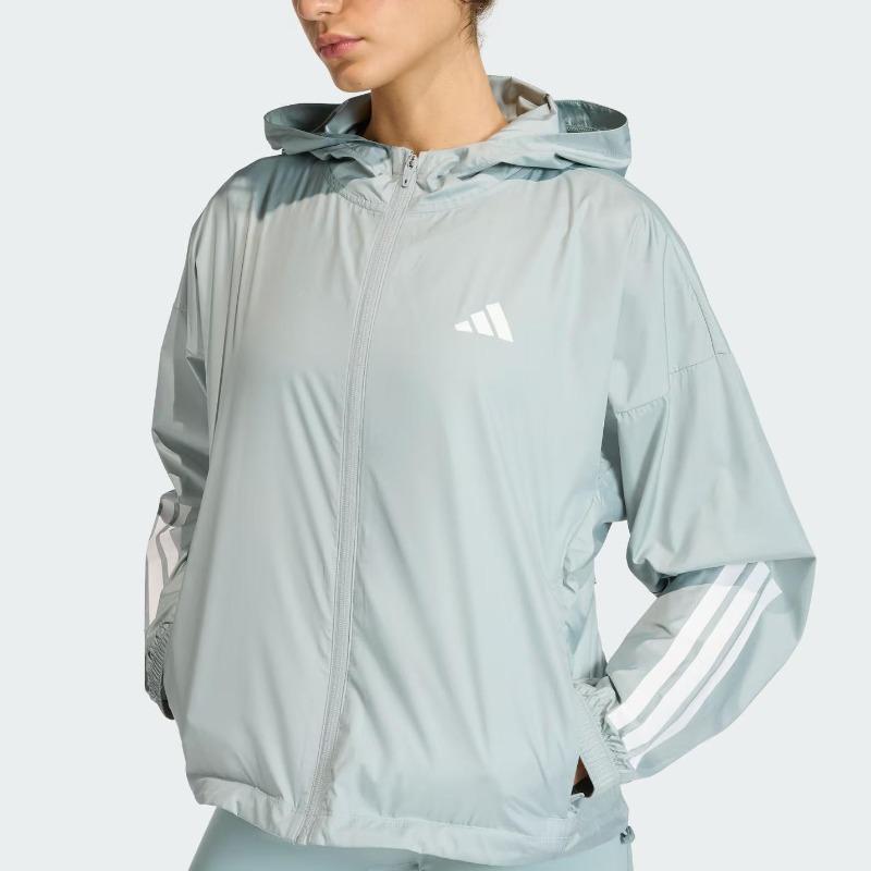 adidas Гипергламурная ветровка, водостойкая, спортивная, для фитнеса, с капюшоном, с длинным рукавом, женская куртка, KC7654