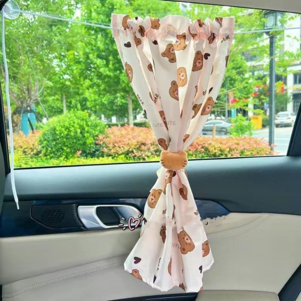 Embroidered Car Window Sunshade Suction Cup Auto Sliding Curtain  For Kid Baby Children