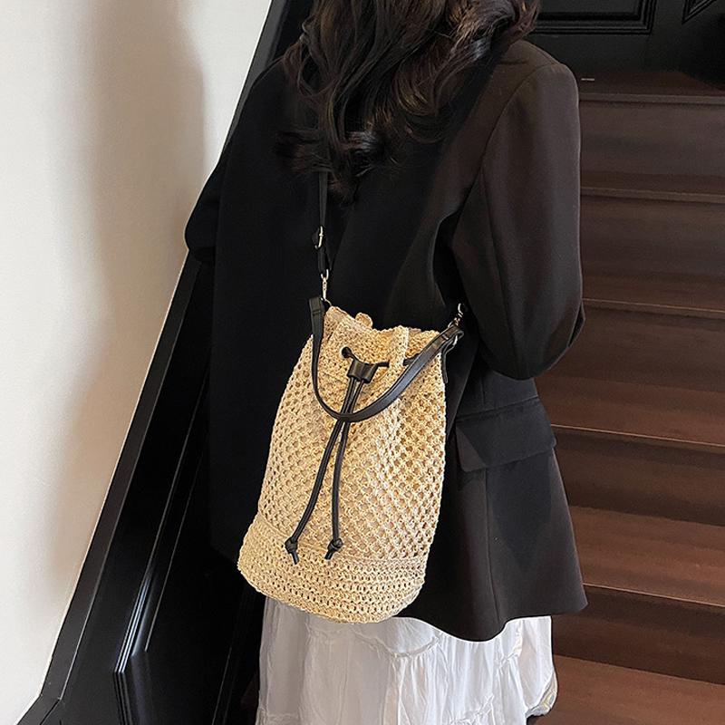 Vintage Summer Women Hand-Woven Rattan Straw Beach Wicker Crossbody Bags Female Handbag Purse Clutch Shopping Bags