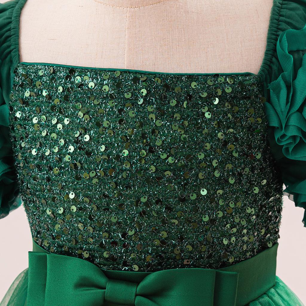 4-14 лет Рождественское платье принцессы для девочек-цветочниц для свадеб Летнее детское торжественное длинное платье с бантом для школьных вечеринок Детская новогодняя одежда