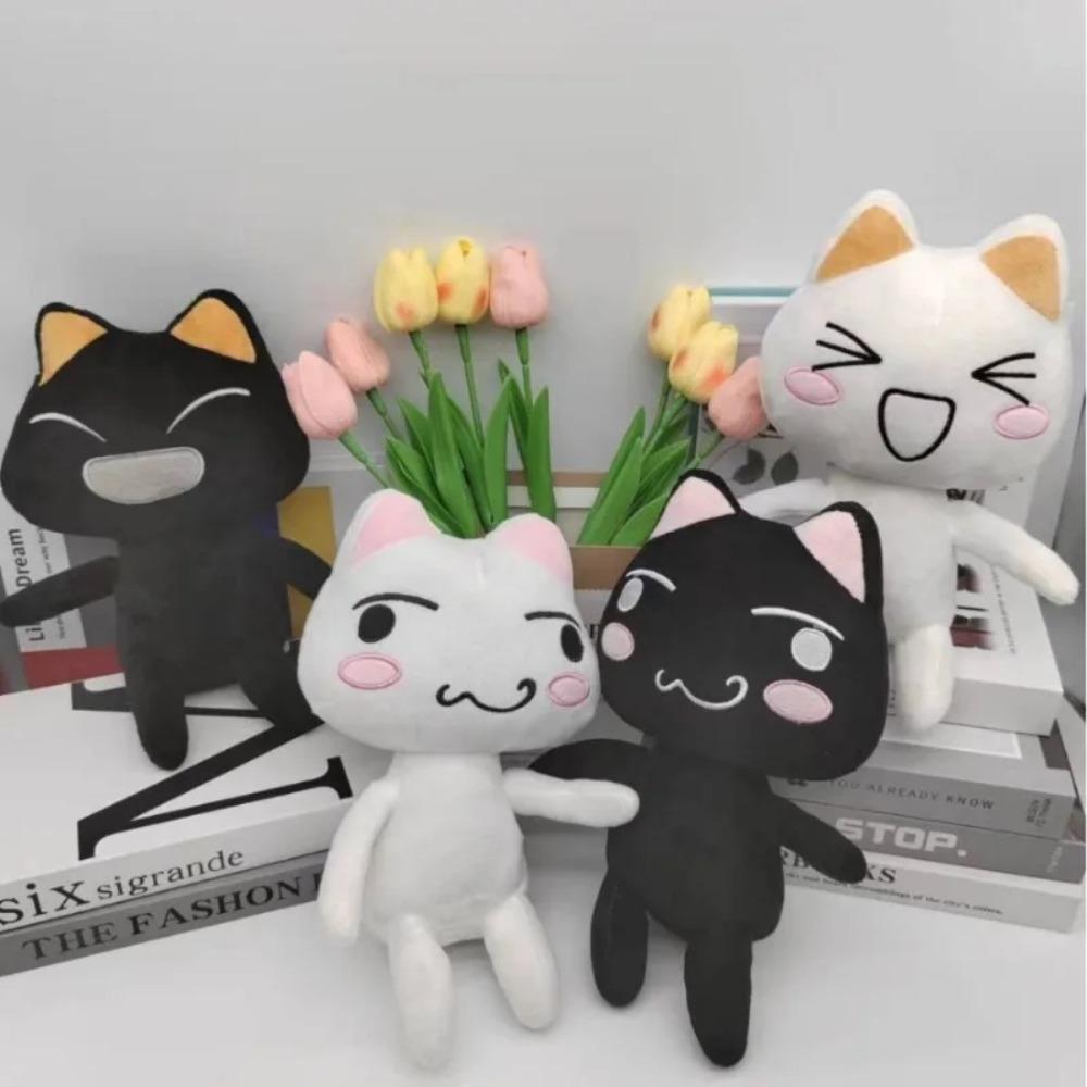 Милая Плюшевая Игрушка Кот Торо Иноуэ Пара Черно-Белый Кот Плюшевая Игрушка Улыбающиеся Мультяшные Животные Куклы Украшение Комнаты Подарок на День Рождения