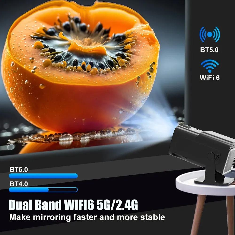 HY320 Android 11 портативный проектор 4K Native 1080P мобильный проектор двойной WIFI6 Bluetooth 5,0 кинопроектор для улицы для мобильного телефона