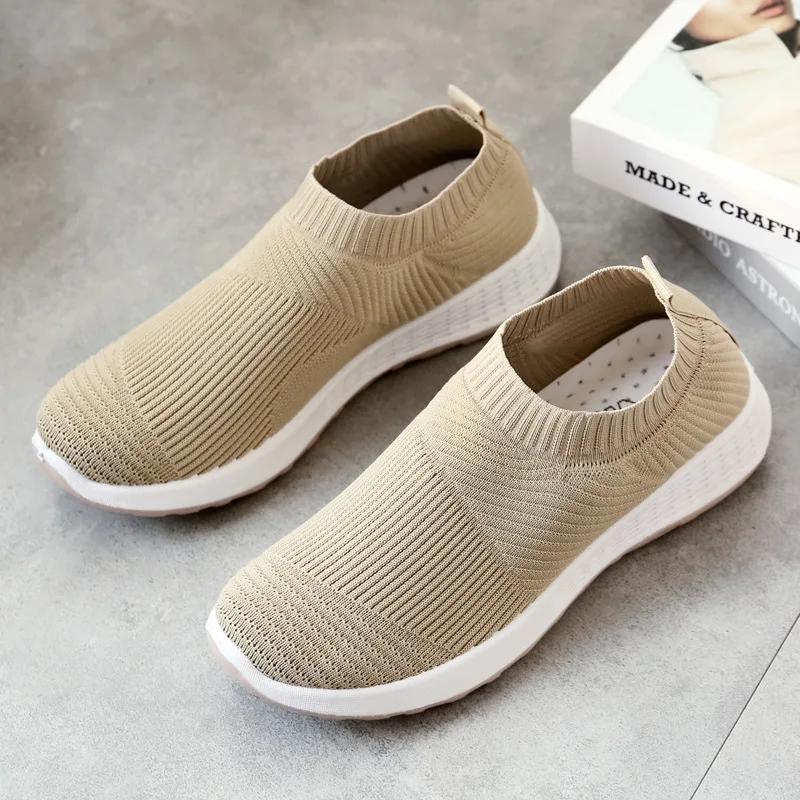 Women'S  New Fabric Upper Women'S Korean Casual Socks Shoes Breathable And Lightweight Mesh Sports Shoes Women'S Soft Soles