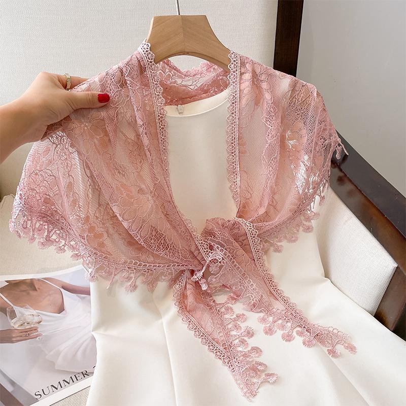 Women Tassel Wrap Shawl Flower Lace Scarves Lady Fashion Wedding Headscarves Female Spring Summer Photo Props Accessories