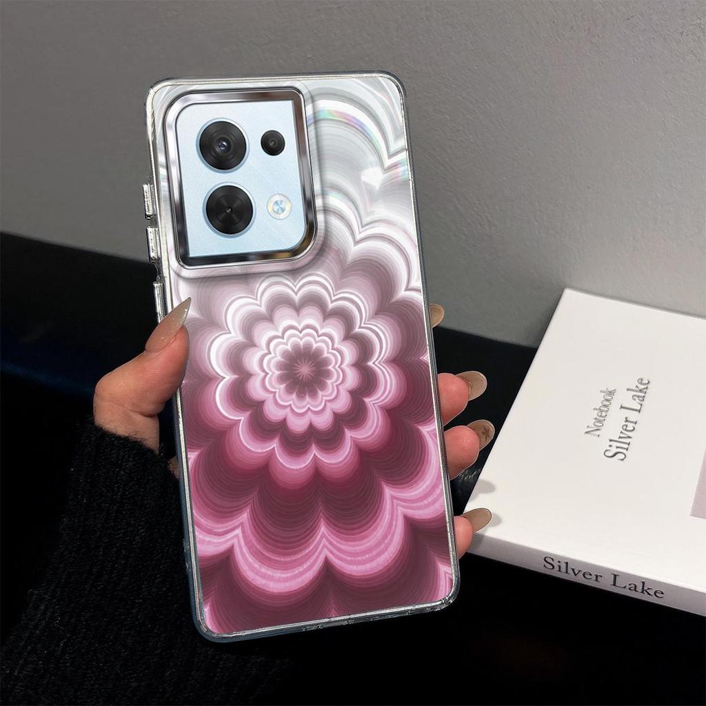 Чехол для OPPO Reno8 5G Радужный Градиентный Цветочный Прозрачный Чехол, Ударопрочная Защита Объектива Камеры