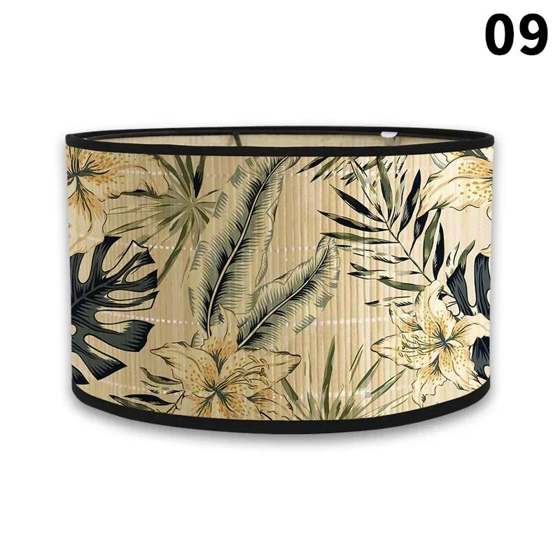 E27 Винтажные абажуры с цветочным принтом из бамбука ручной работы, чехол для лампы для бара, кафе, настенный светильник, люстра для домашнего декора