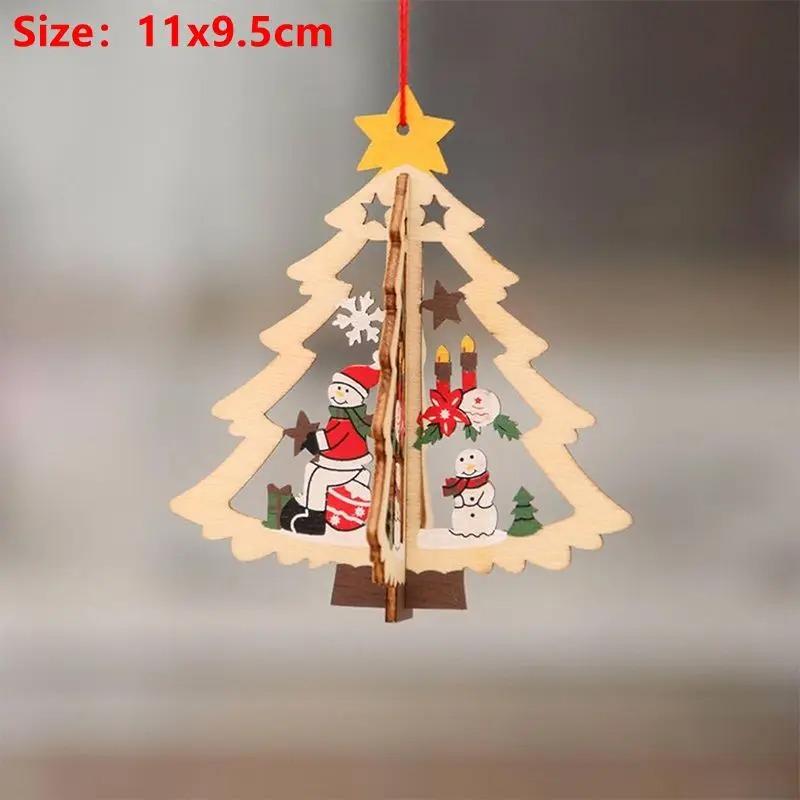 10CM 3D Wooden Five-Pointed Star Bell Pendant Christmas Tree Hanging Decoration for Home Decor Party Happy New Year 2026 Navidad