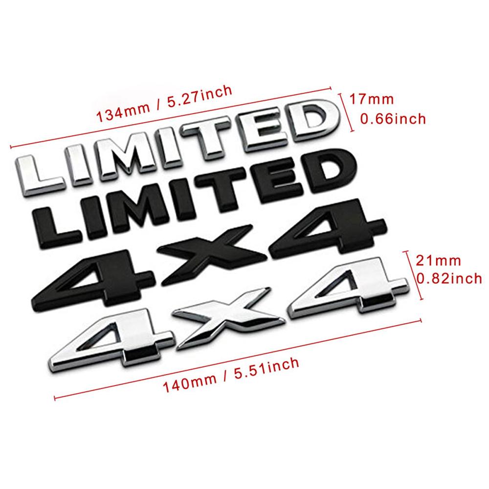 1Set 3D Chrome Car Stickers 4x4 LIMITED Tail Emblem Badge Decals Car Body Sticker for Jeep Grand Cherokee Wrangler Ford
