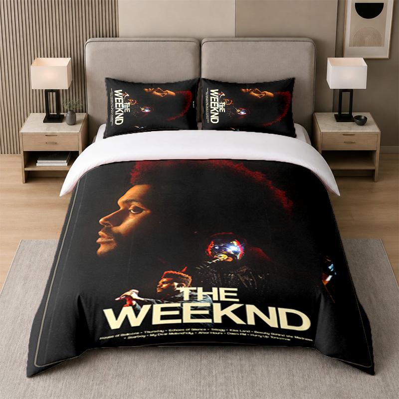3-предметный комплект постельного белья, The Weeknd 1 пододеяльник и 2 наволочки, Декор постельного белья с принтом для гостевой комнаты