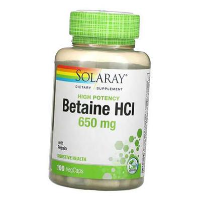 Бетаин Гидрохлорид с Пепсином, Betaine HCL with Pepsin 650, 100вегкапс (72411001)