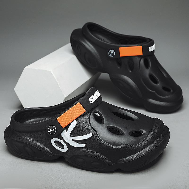 Большие размеры мужская сумка тапочки летняя повседневная одежда трендовая обувь с отверстиями толстая подошва усиливающая нескользящие сандалии мужские