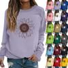 Women's Fashion Casual Long Sleeve Solid Color Printed Round Neck Top Sweatshirt
