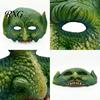 Comfortable Dinosaur Cosplay Mask Halloween Green Lizard Mask, Realistic Textured Half-Face Mask,PU Foam Non Stuffy Animal Face Costume Accessory, for