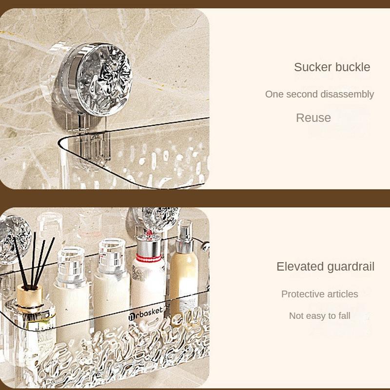 Полка на присоске для душа, корзина, светильник с узором ледника, установка за одну секунду, органайзер для ванной комнаты, для хранения, вращается, чтобы всасывать, удалять