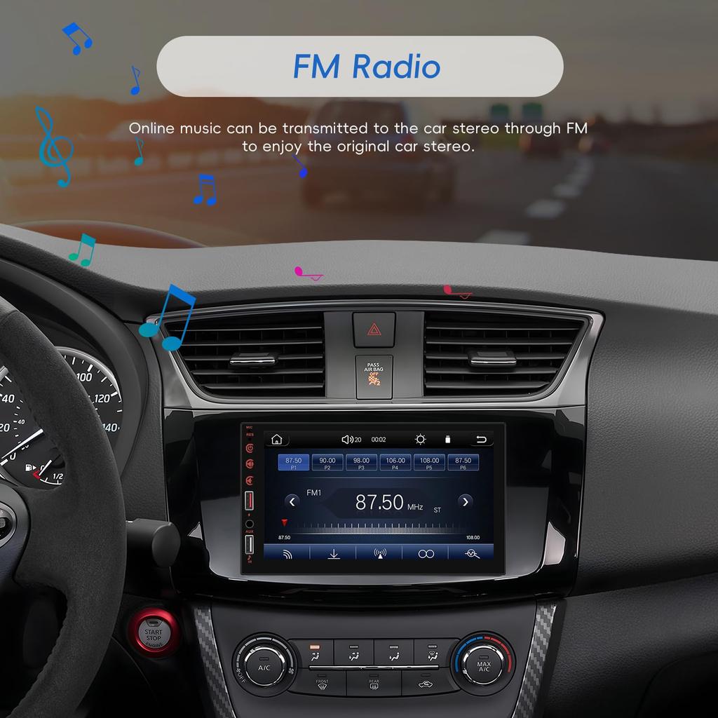 Двухдиновая беспроводная автомагнитола с CarPlay и Android Auto, 7-дюймовый сенсорный IPS-экран, автомобильная аудиосистема
