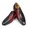 Мода Мода Мужская обувь Новые Оксфорды Красно-черный смешанный цвет Zapatos De Hombre Натуральная кожа Деловая офисная Классическая кожаная обувь Горячая