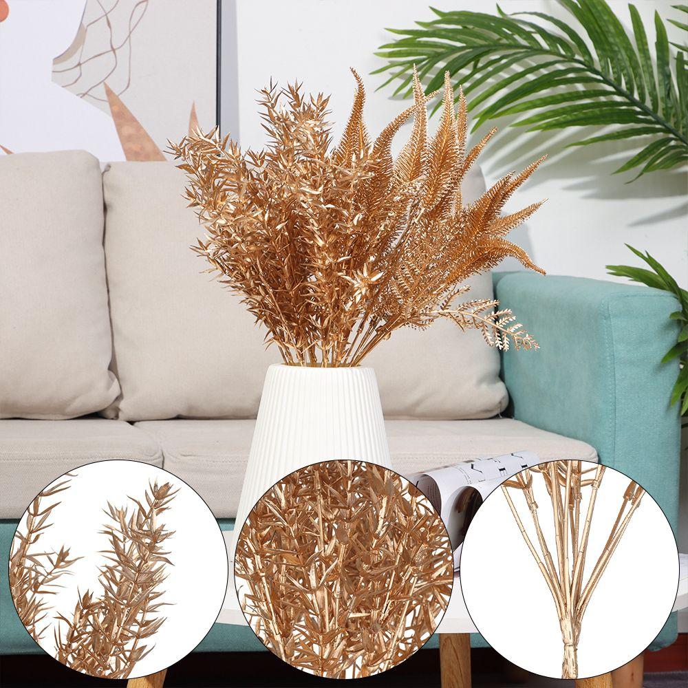 Plant Christmas Ornament Artificial Plant Gold Silver Simulation Leaf Christmas Artificial Flower