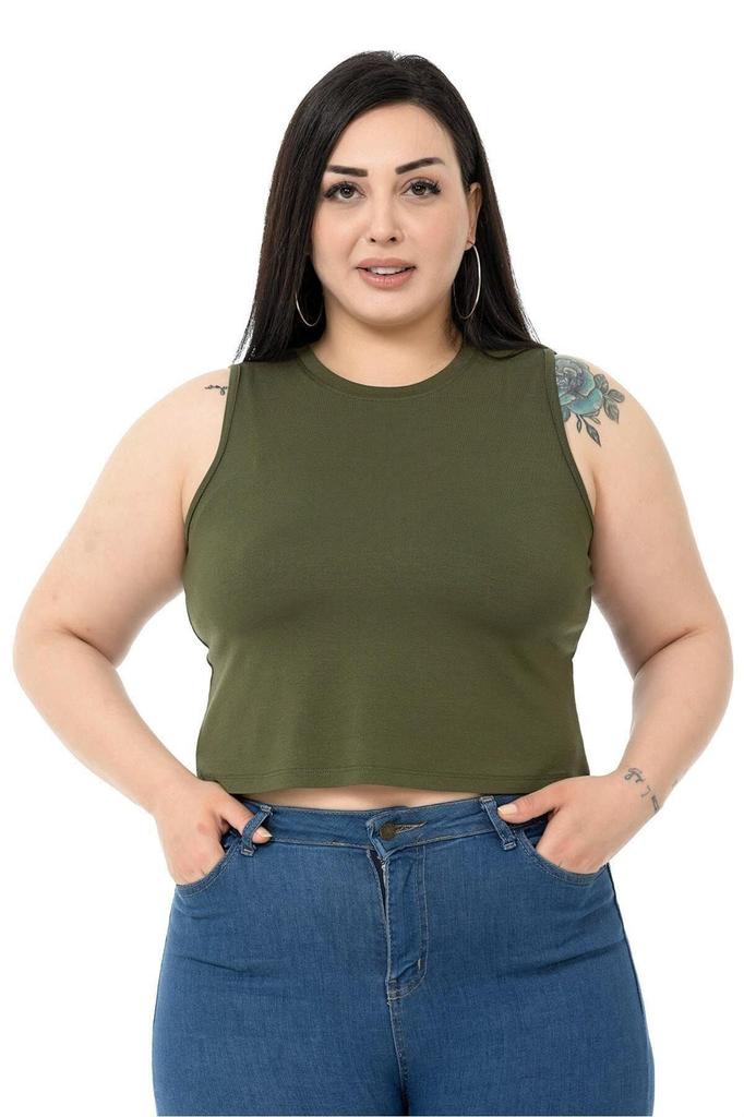 Женский стиль, боди большого размера, большие размеры, с круглым вырезом, без рукавов, укороченное боди из вискозы и норки