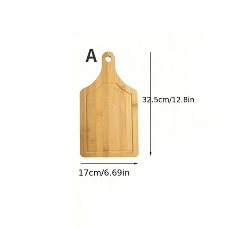 Разделочная доска из бамбука с ручкой, деревянный поднос, круглая прямоугольная разделочная доска для пиццы, нарезанная еда, хлеб, фрукты, овощи