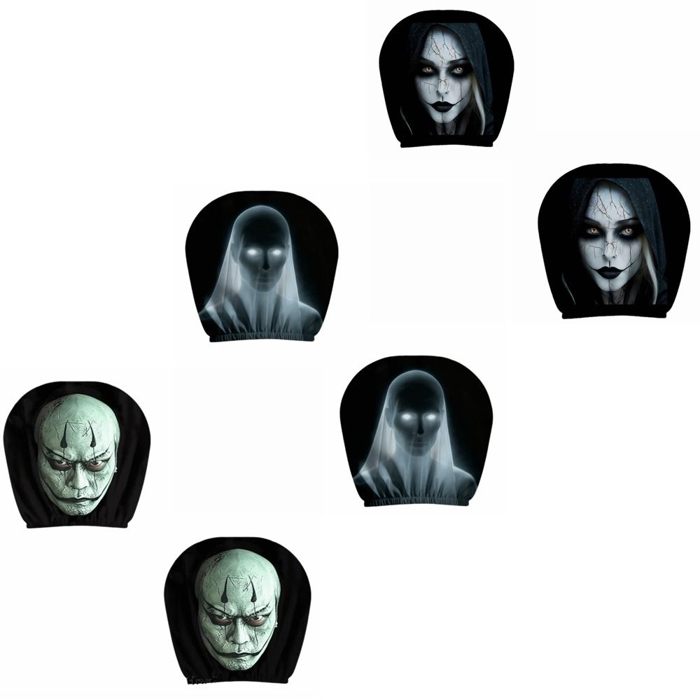 2 Pcs Halloween Accessories Car Headrest Covers Ghost Car Seat Headcover All Seasons