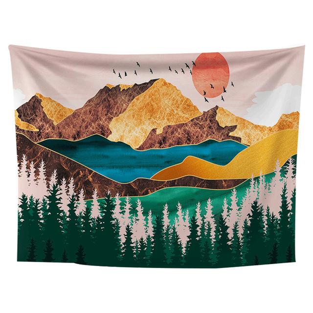 Bohemian Mandala Hanging Cloth Landscape Forest Skull Head Home Bedroom Living Room Decoration Background Wall Hanging Tapestry