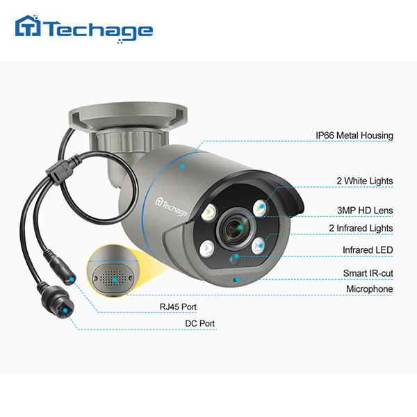Techage 8CH HD 4MP POE NVR комплект системы видеонаблюдения H.265 цветная ночная уличная аудиозапись IP-камера P2P комплект видеонаблюдения