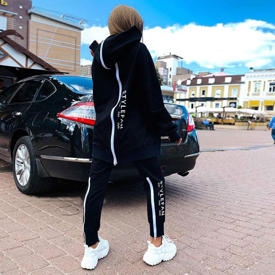 Женские модные спортивные костюмы, спортивный костюм, спортивный костюм, уличная спортивная одежда для бега, длинные толстовки на молнии, длинные брюки, комплект из двух предметов