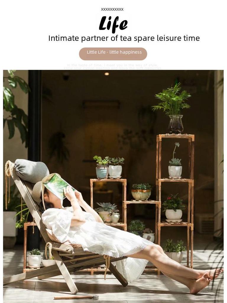 Multi-layer Solid Wood Succulent Flower Stand for Indoor Balcony or Living Room