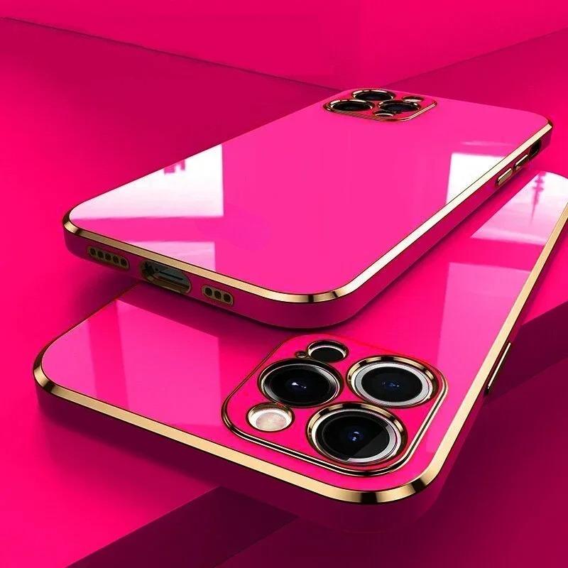 Роскошный однотонный мягкий силиконовый чехол для iPhone 17 Air 16 15 Plus 14 12 13 Pro Max Plus, с покрытием, глянцевый, ударопрочный, защитная крышка