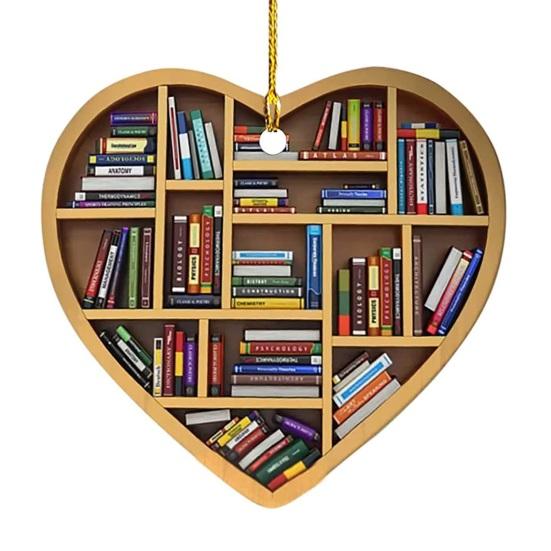 Heart Shaped Christmas Ornament Acrylic Bookshelf Xmas Tree Hanging Decorations 2D Flat