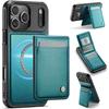 For iPhone 17 Pro Leather Back Cover JEEHOOD J06 Magnetic Phone Case with Card Bag RFID Blocking