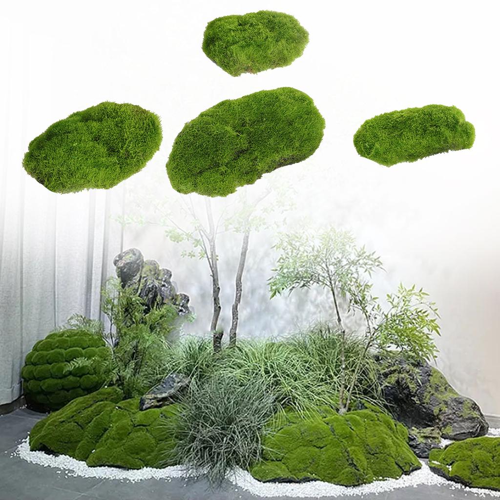 4Pieces Faux Moss Decors for Crafts Artificial Moss Mats Decorative Ornaments for Home and Garden Potted Plant Decors