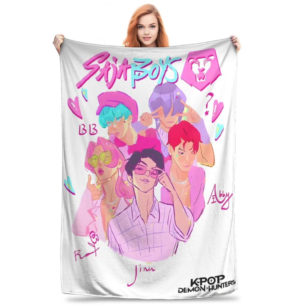 KPop Demon Hunters Huntrix Blankets Flannel Autumn/Winter Portable Soft Throw Blankets for Bedding Couch Bedspreads