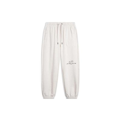 Штаны спортивные мужские Li Ning Wade Series с принтом букв и манжетами Ice Feel, трикотажные, цвет серый, плитка-серый AKLU335-4