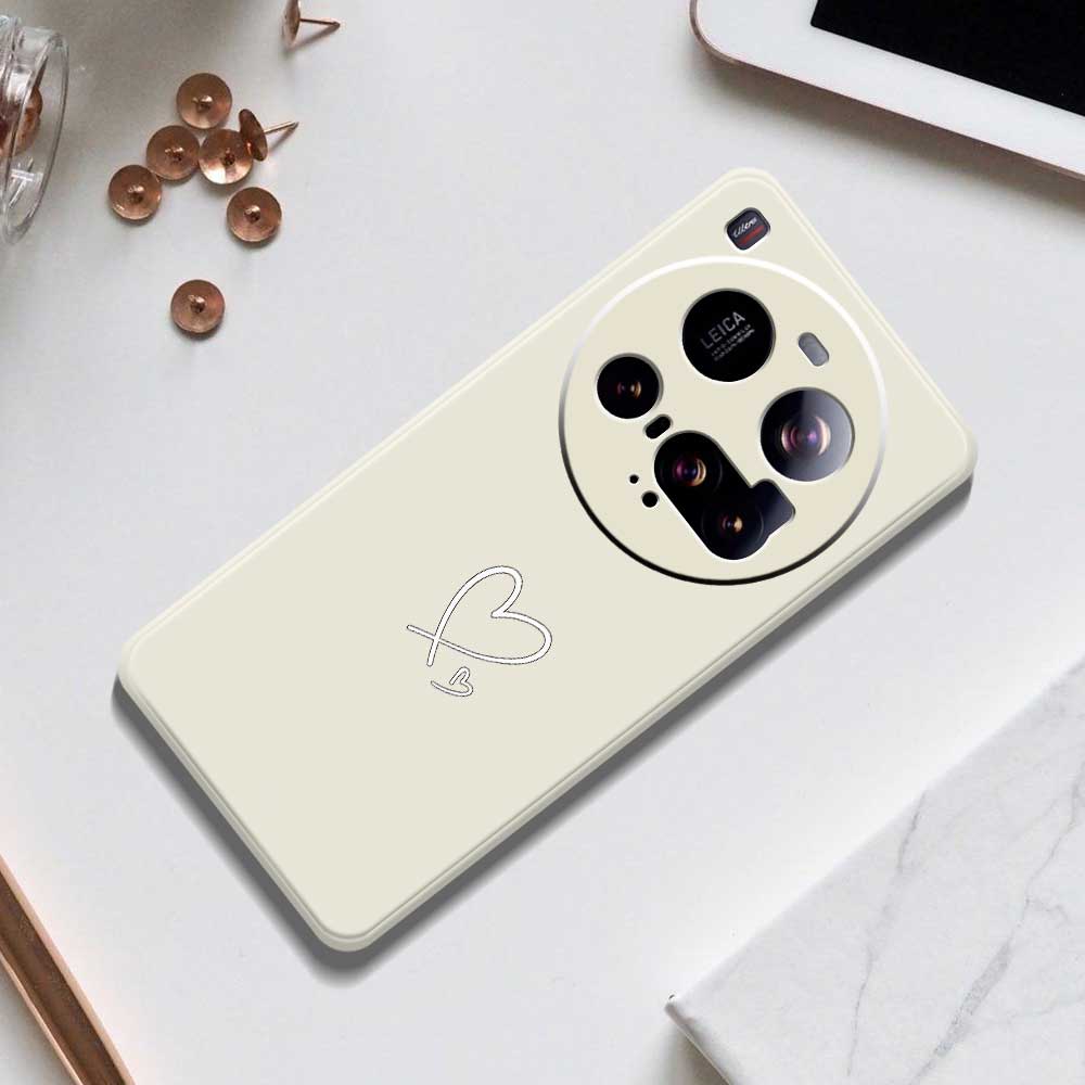 For Xiaomi 15 Ultra Case White Love Pattern Printing Straight Edge TPU Phone Back Cover