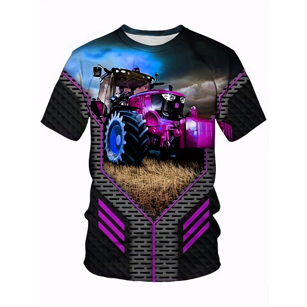 Футболка с принтом «Тягачи для детей» на 3D-принте, одежда для мальчиков, топы для девочек, футболка с коротким рукавом для детей с изображением машин и тракторов, летние футболки для мальчиков